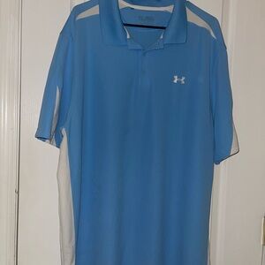 Under Armour Men's Light Blue and White Polo